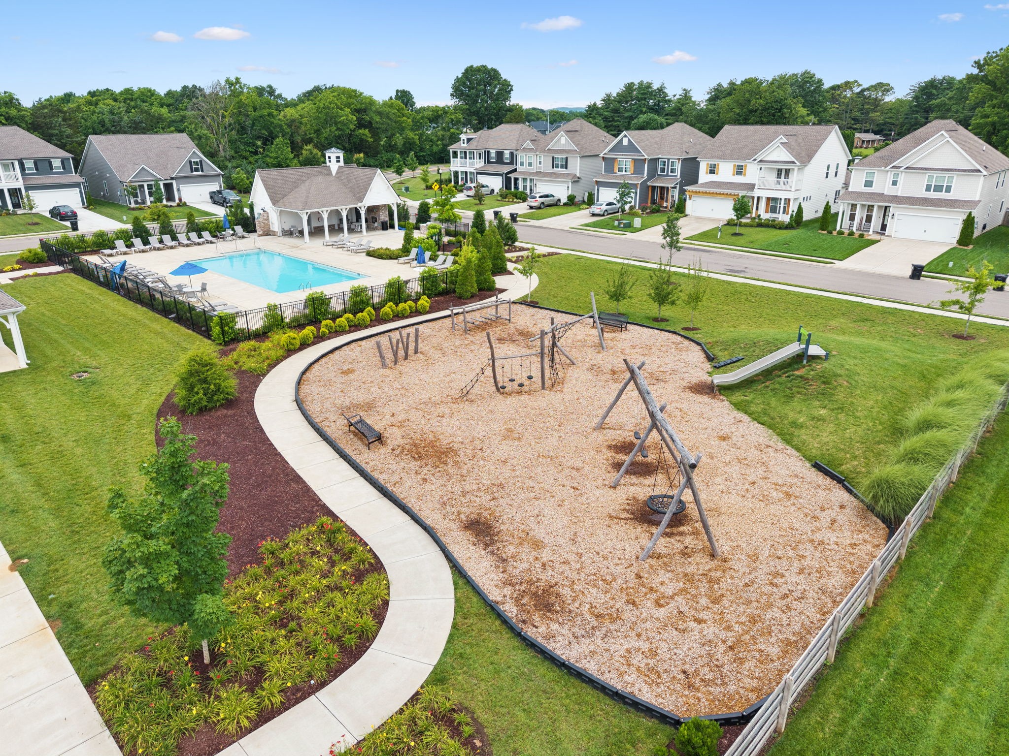 3737 Felipe Way Murfreesboro, TN 37129 - Photo 42 of 45 an aerial view of a house with a garden and swimming pool