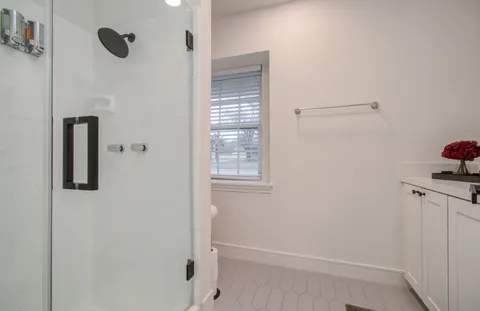 a bathroom with a shower