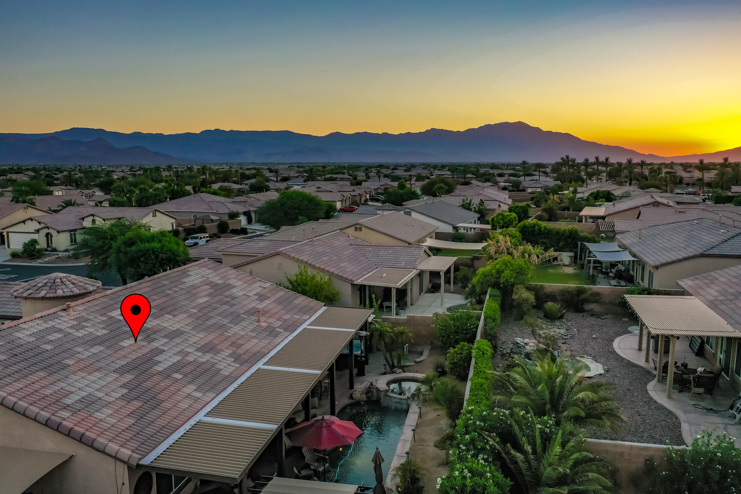 83164 Prairie Dunes Way Indio, CA 92203 - Photo 35 of 60 an aerial view of a house with a garden