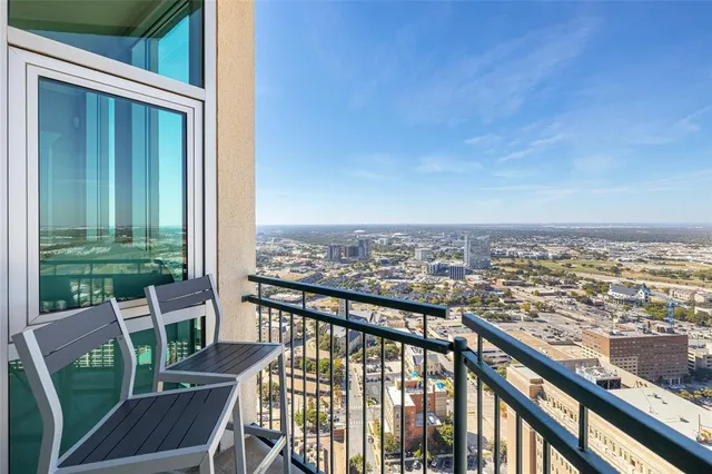 a view of building with large windows
