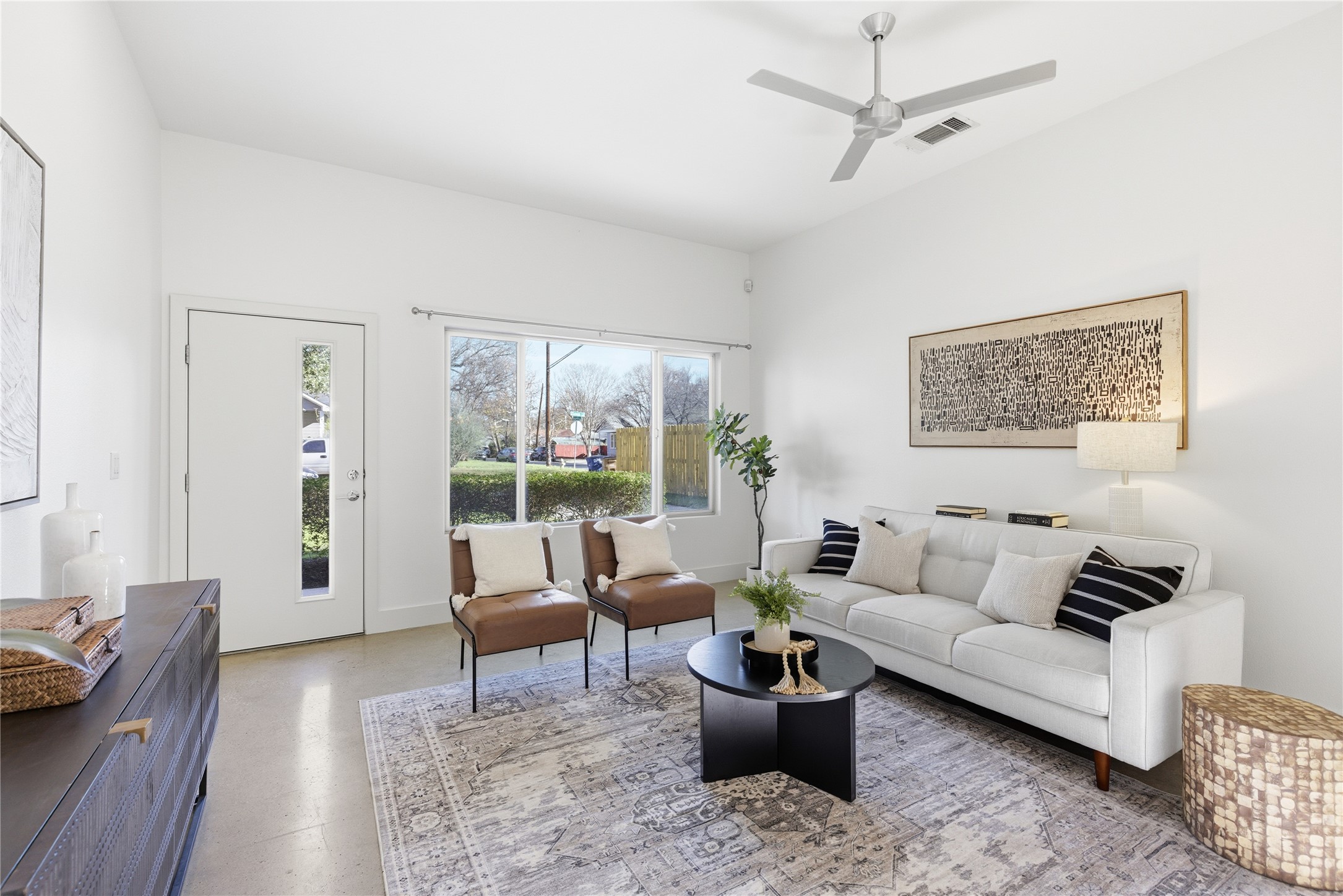 701 Zennia Street, Unit B Austin, TX 78751 - Photo 7 of 40 Living room with a ceiling fan