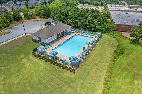 an aerial view of a house