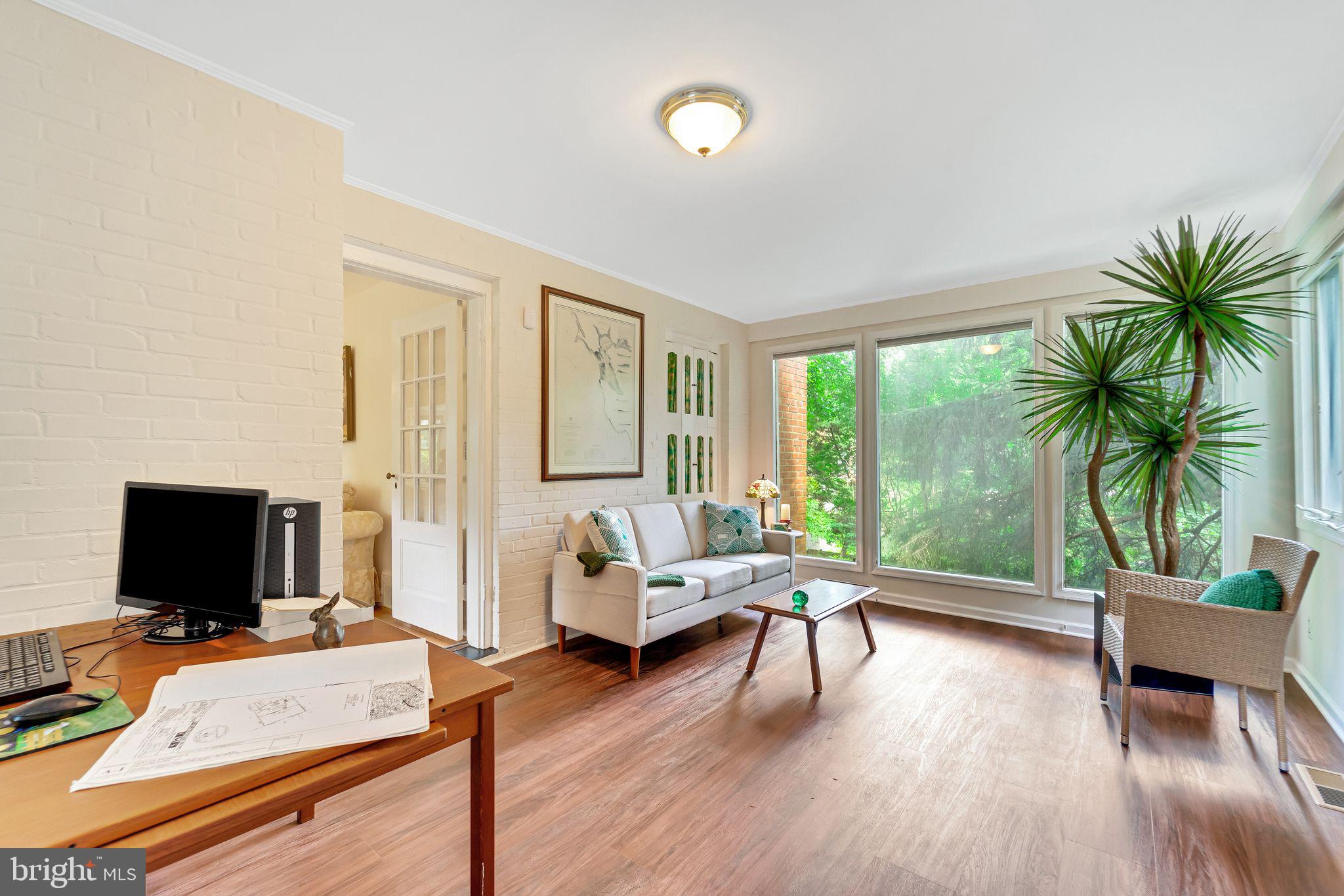 Wall of windows in the sunroom