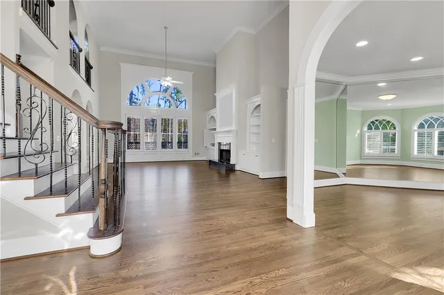 a view of a room with racks on the wall