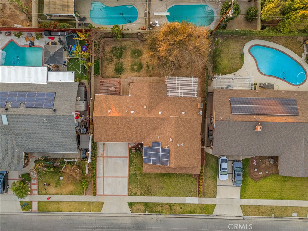 5251 Hamer Lane Placentia, CA 92870 - Photo 35 of 38 a aerial view of a house with swimming pool