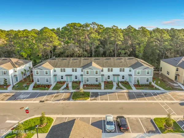 an aerial view of a house