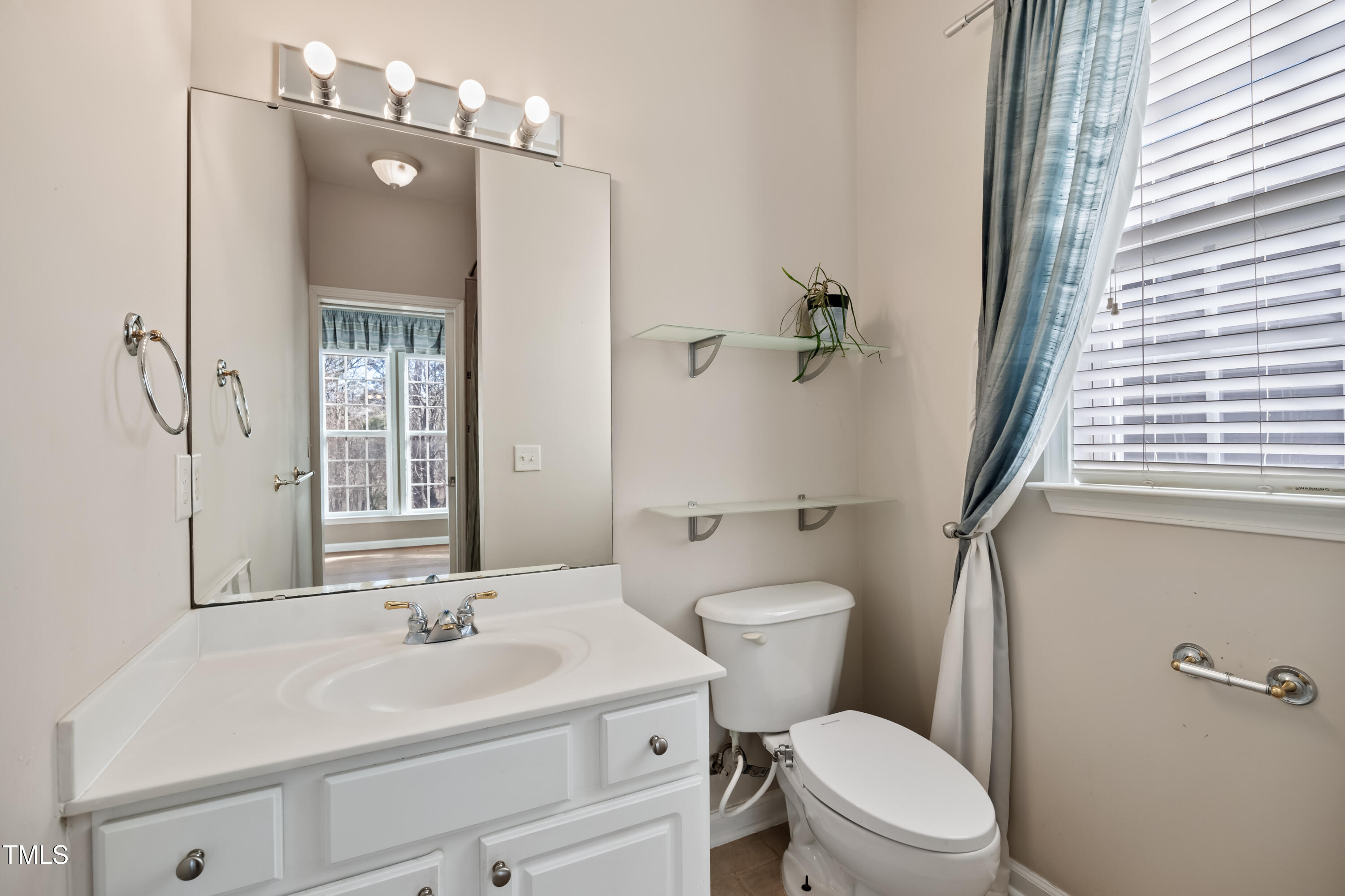 7772 Silver View Lane Raleigh, NC 27613 - Photo 17 of 55 a bathroom with a sink a toilet a mirror and shower