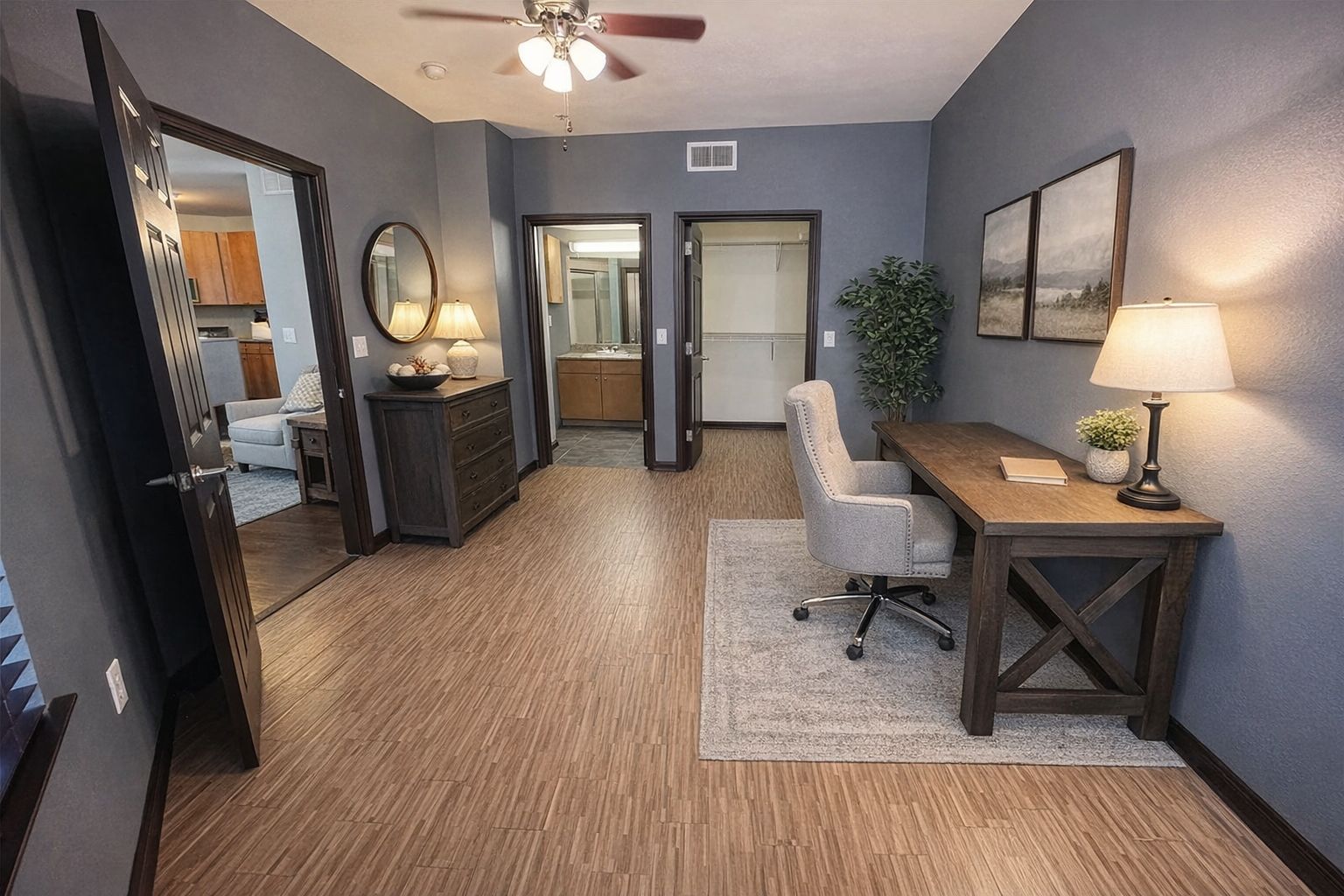 2502 Leon Street, Unit 505 Austin, TX 78705 - Photo 5 of 16 a view of a livingroom with furniture and a wooden floor