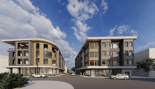 a front view of a building