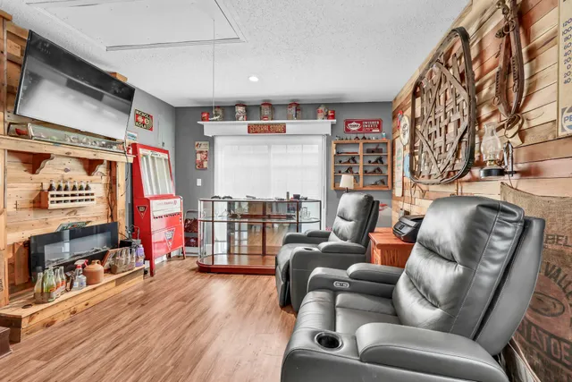 a outdoor living space with furniture