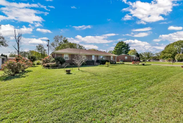 a view of a building with potted plants