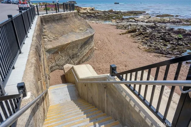 an aerial view of a ocean beach
