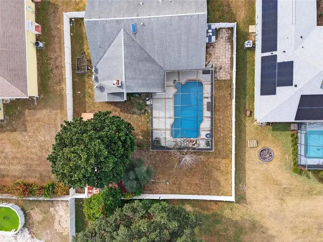 an aerial view of a house