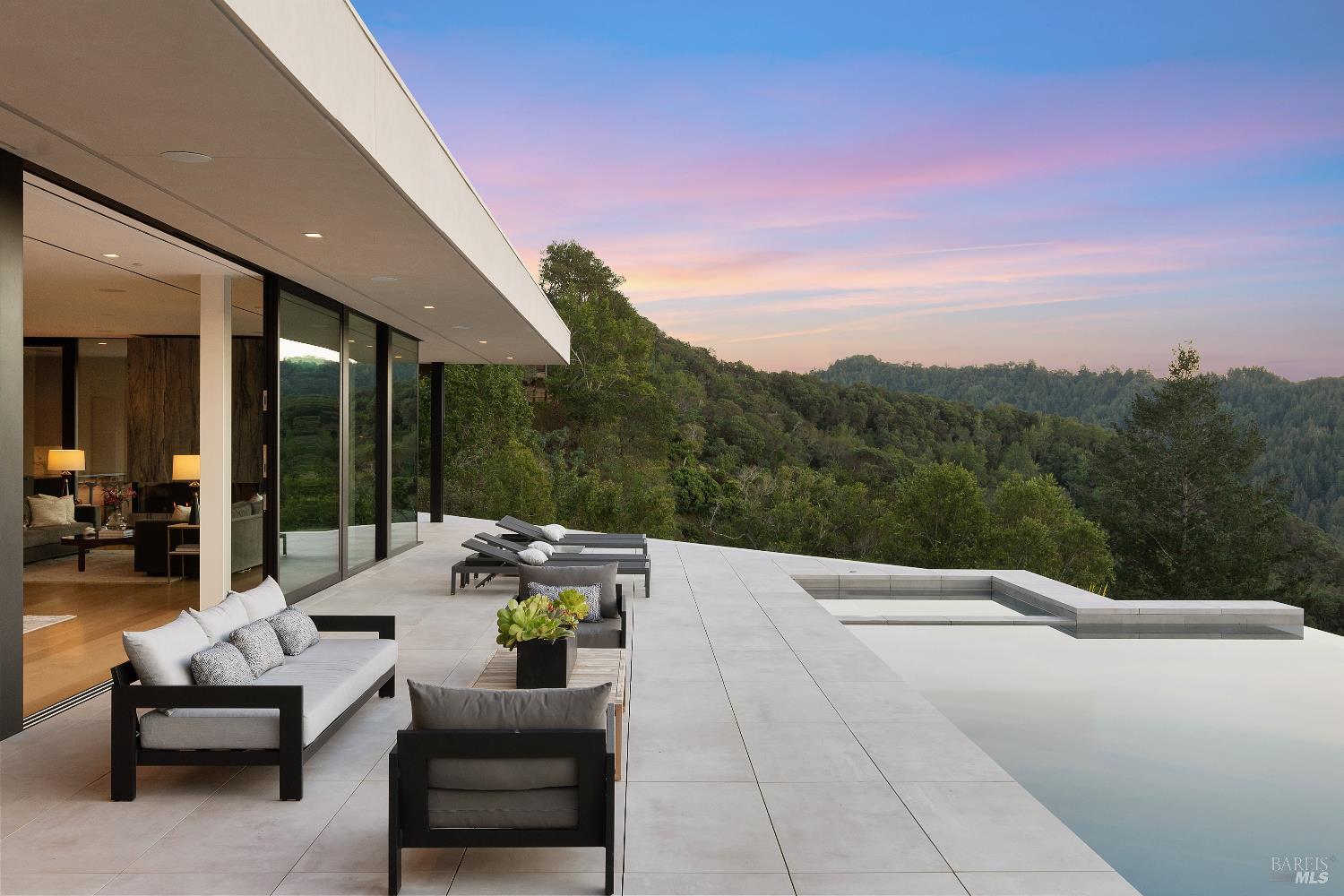 70 Ridgecrest Road Kentfield, CA 94904 - Photo 25 of 29 a terrace patio with couch and city view
