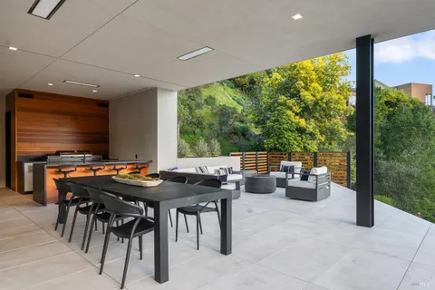 a view of a road with a yard