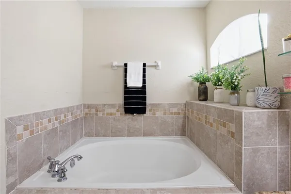 a bathroom with a bathtub