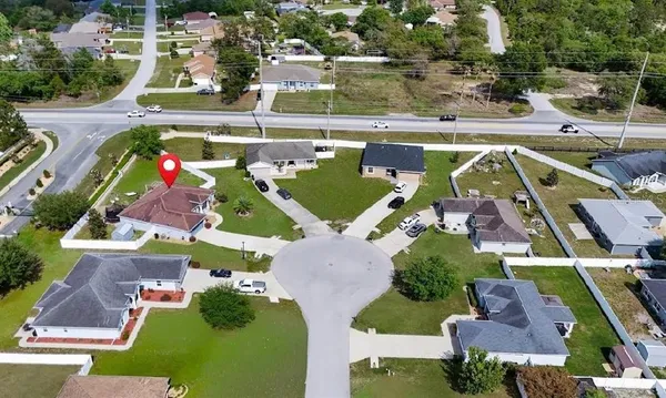 an aerial view of a house