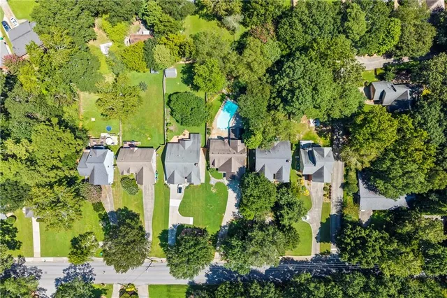 an aerial view of multiple house