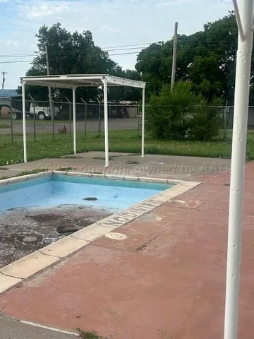 a view of a backyard with plants and palm tree