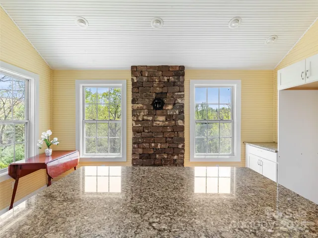 a living room with a large window