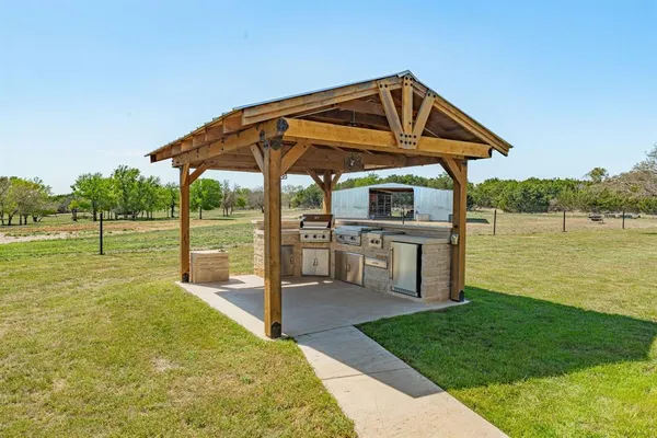 a view of a swimming pool with a garden