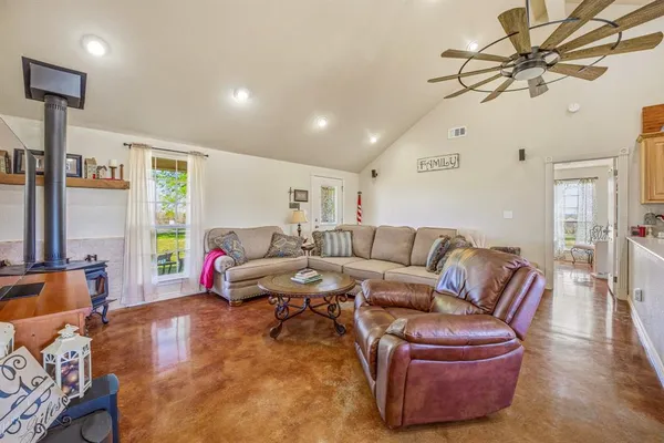 a living room with furniture