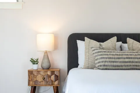 a view of a porch with a backyard