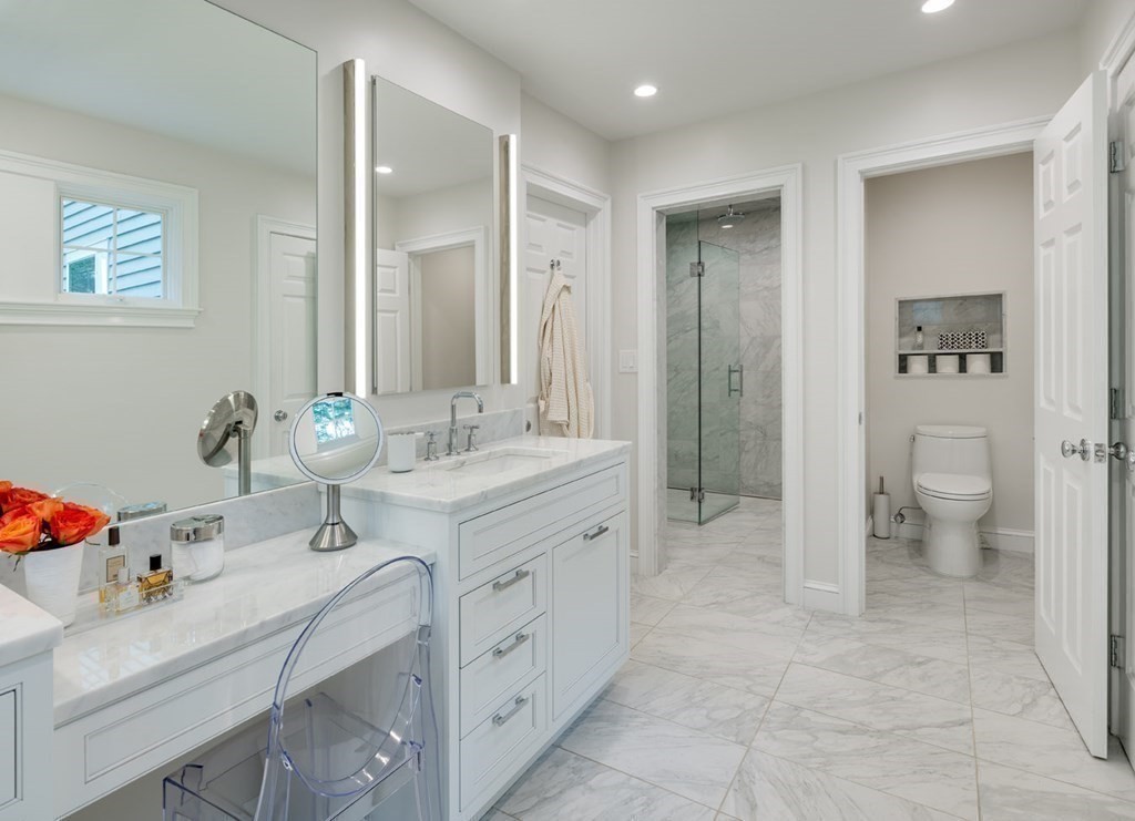 29 Whiting Road Wellesley, MA 02481 - Photo 20 of 36 a spacious bathroom with a double vanity sink mirror double and shower