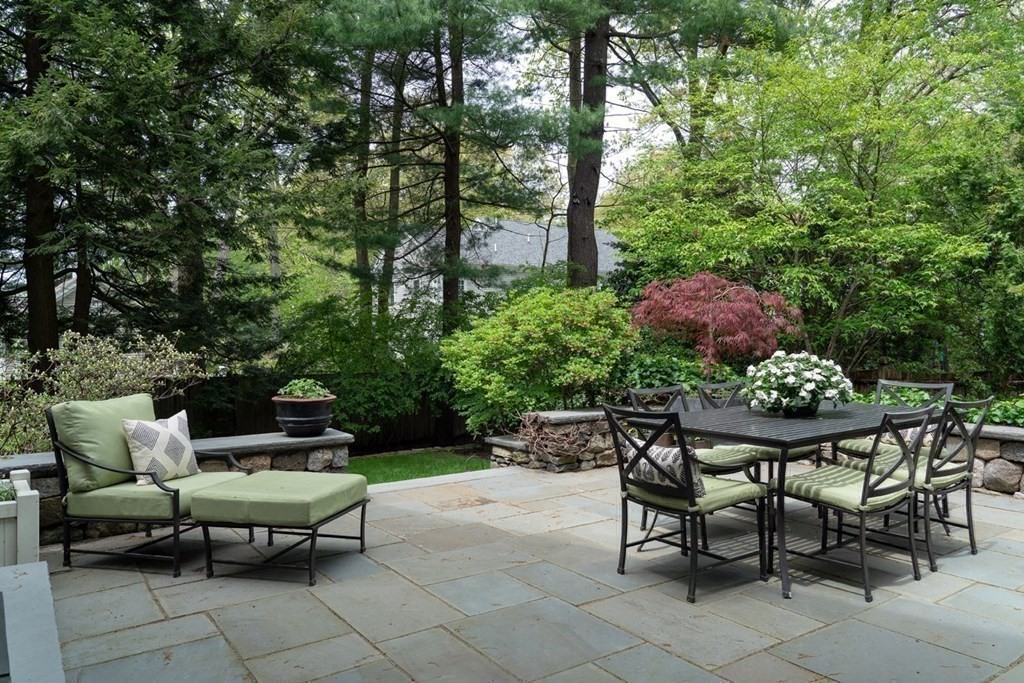 29 Whiting Road Wellesley, MA 02481 - Photo 34 of 36 a view of a backyard with sitting area and garden