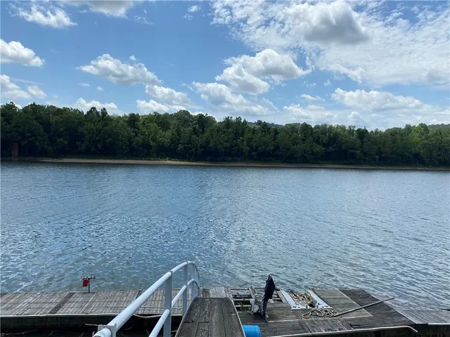 a view of a lake from a yard