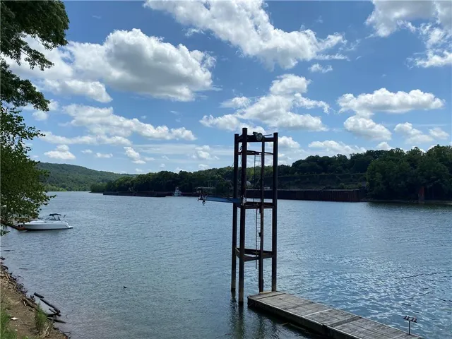 a view of a lake from a yard