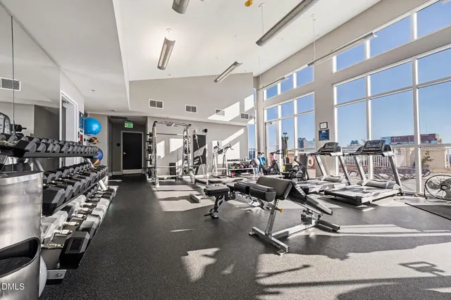a view of a room with gym equipment