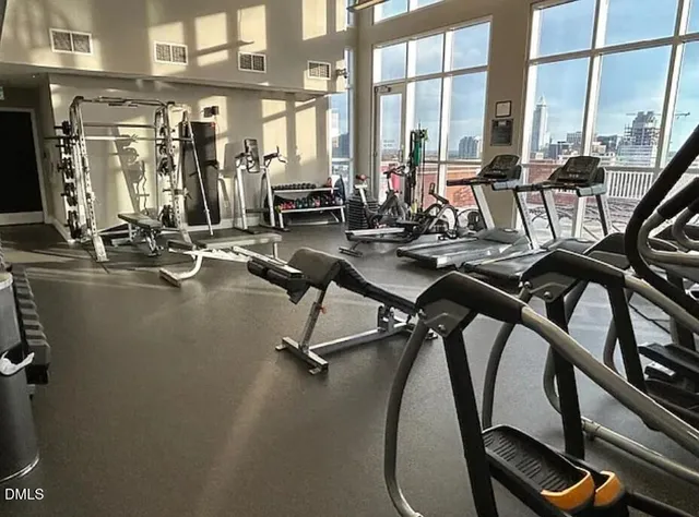 a view of a room with gym equipment