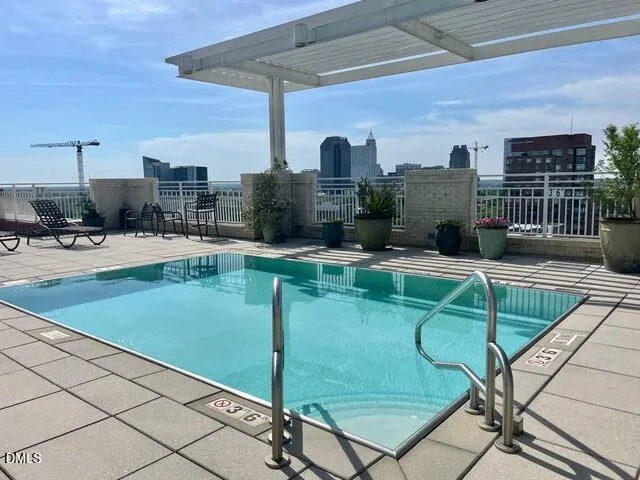 a view of a terrace with seating space