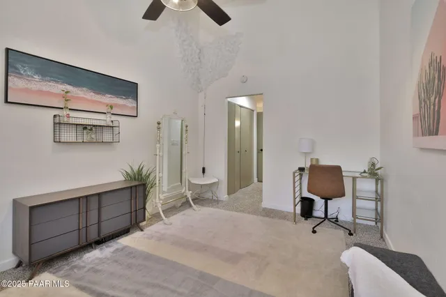 a bedroom with furniture