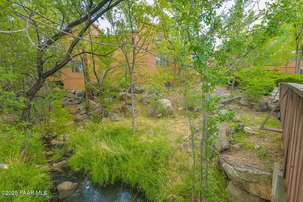 a backyard of a building