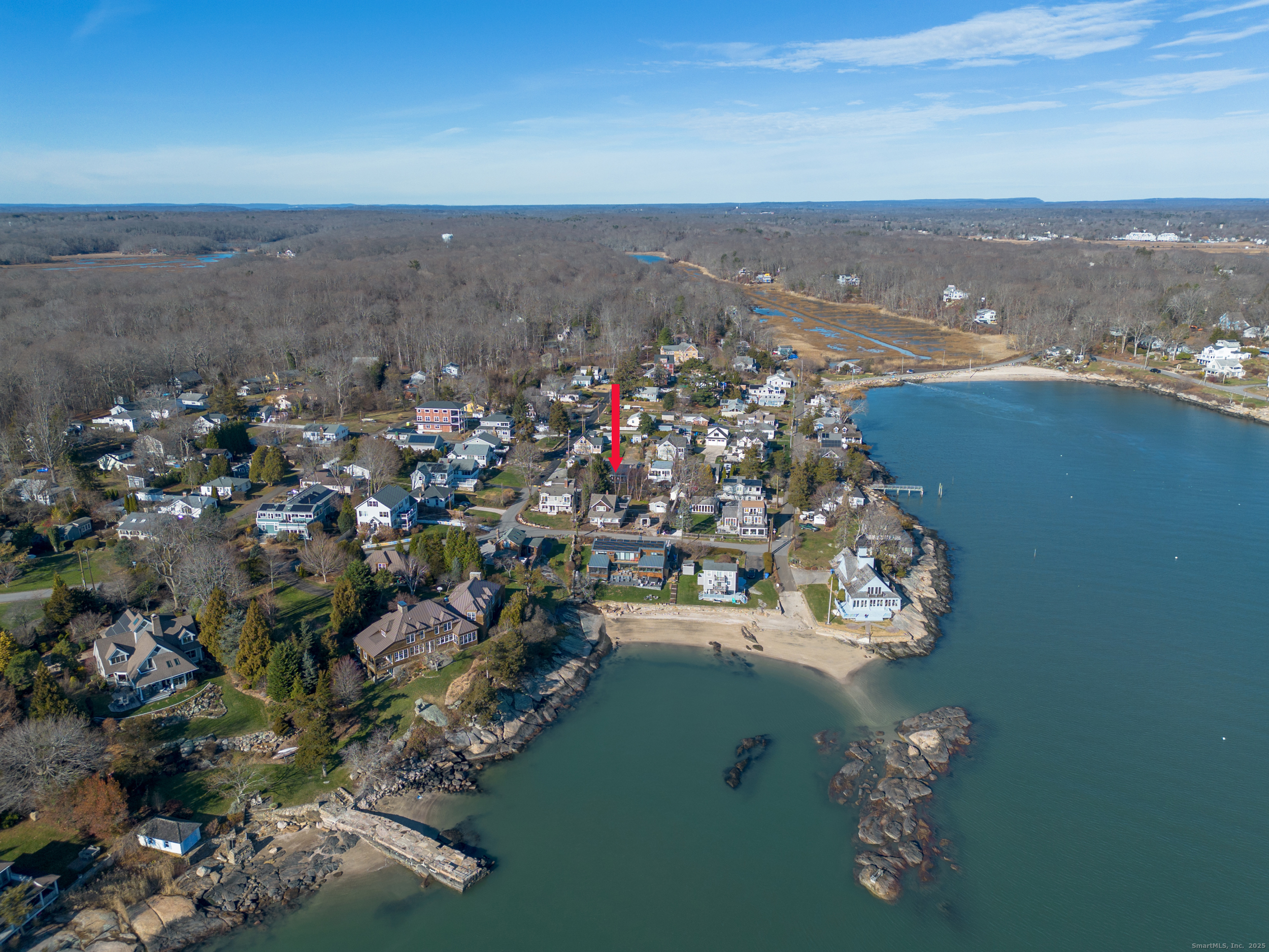 18 Bay Street Guilford, CT 06437 - Photo 32 of 34 an aerial view of a house with a lake view