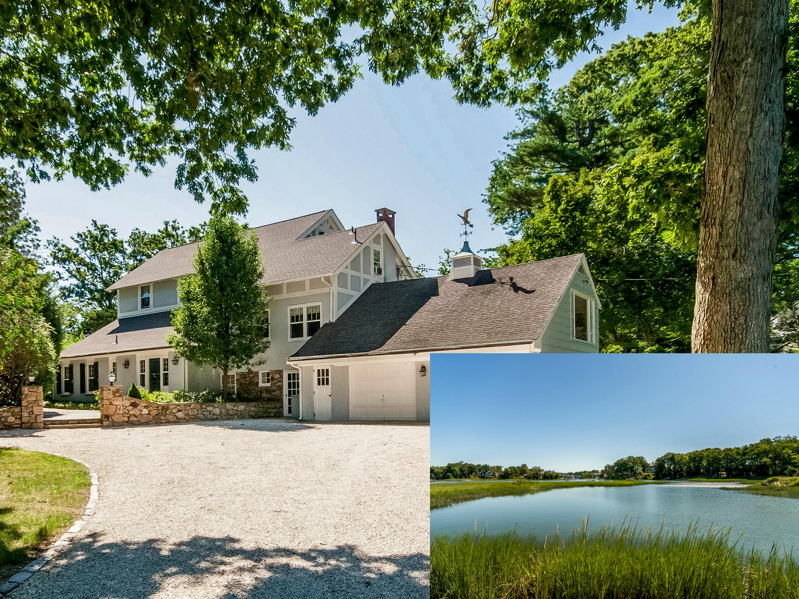 9 Contentment Island Road Darien, CT 06820 - Photo 1 of 38 an aerial view of a house with a lake view