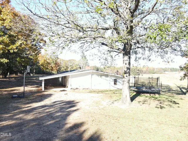 a view of a road with a tree in the background