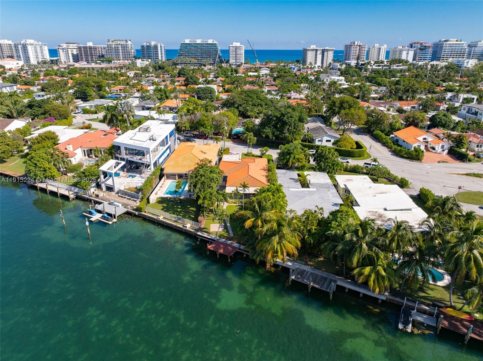 9316 Bay Drive Surfside, FL 33154 - Photo 6 of 8 an aerial view of residential houses with outdoor space and swimming pool