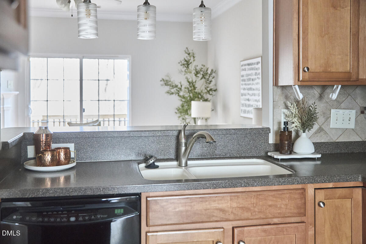 638 Cupola Drive Raleigh, NC 27603 - Photo 18 of 43 a kitchen with a potted plant on the counter and a sink