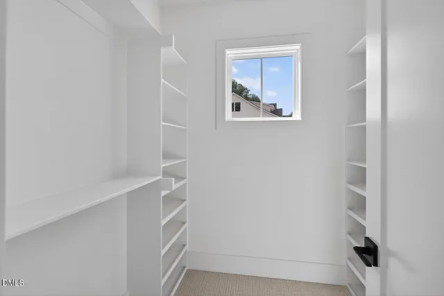 a view of an empty walk in closet