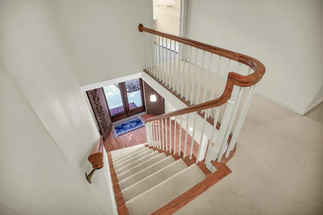 a view of a storage room with racks