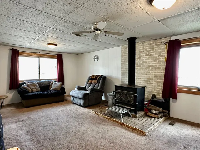 a living room with furniture window and a fireplace