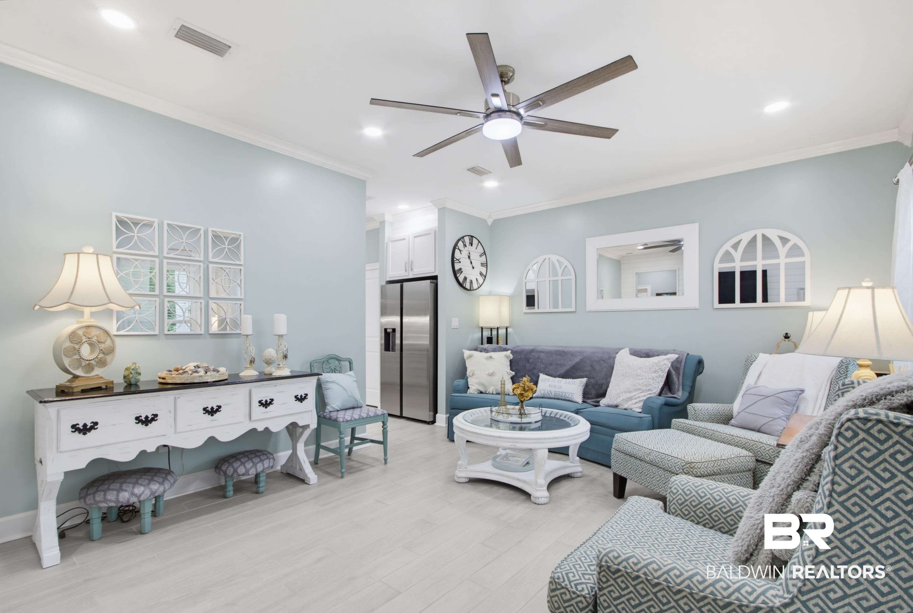 7472 Coopers Landing Road Foley, AL 36535 - Photo 4 of 40 Expansive living area featuring light tile wood-finish flooring, recessed lighting, and a ceiling fan