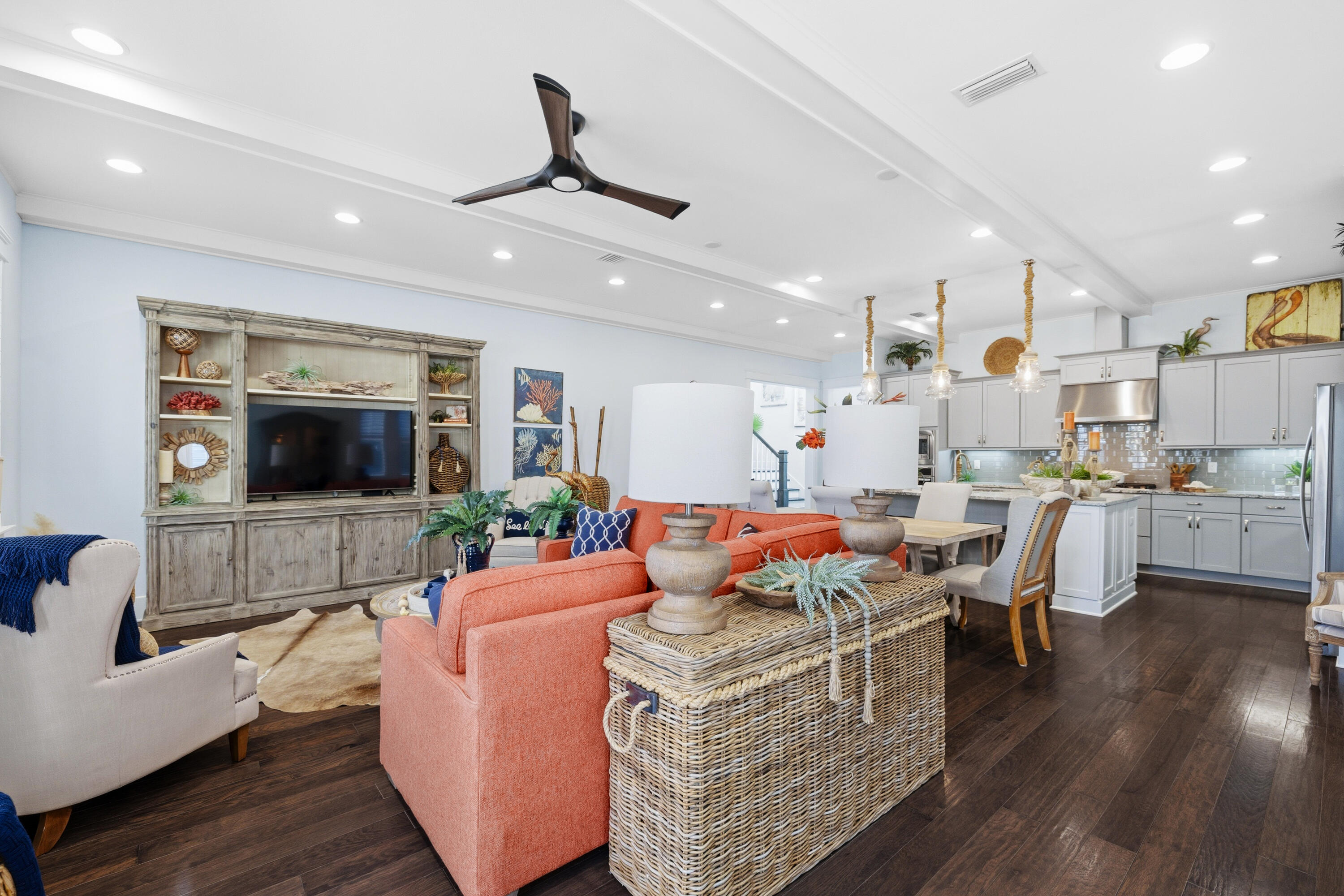 410 Gulfview Circle Santa Rosa Beach, FL 32459 - Photo 12 of 76 a living room with fireplace furniture and a flat screen tv