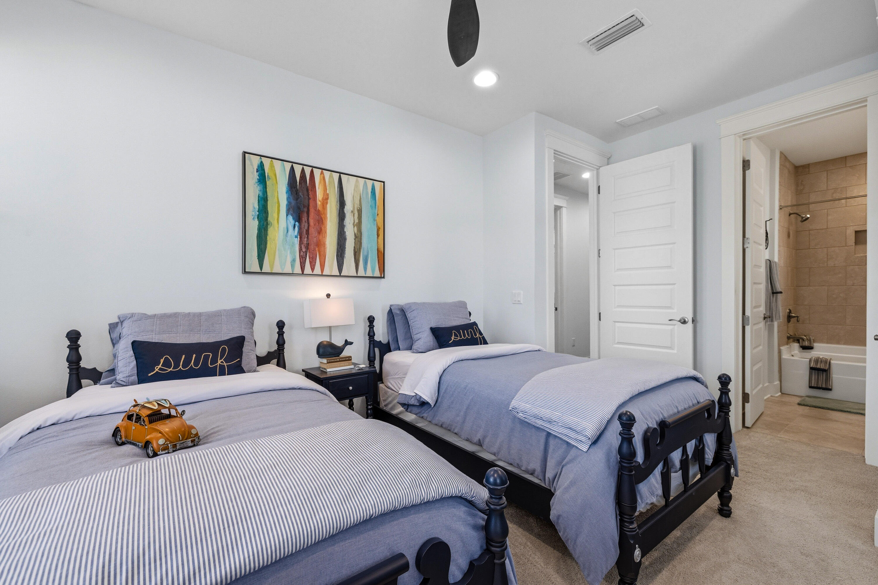 410 Gulfview Circle Santa Rosa Beach, FL 32459 - Photo 43 of 76 a bedroom with two beds and painting on the wall