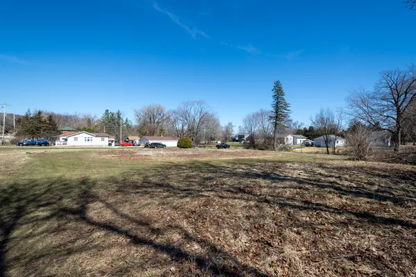 a view of yard with swimming pool and trees