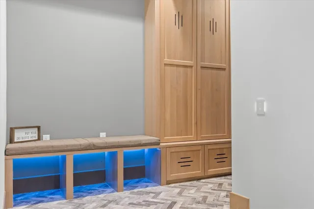 walk in closet with wooden floor