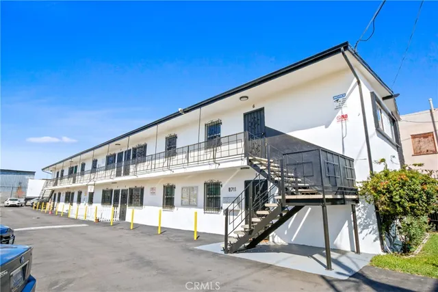a view of a large building with many windows